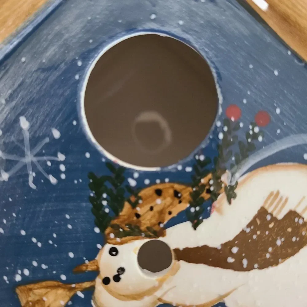 Vintage Ceramic Porcelain Holiday Indoor Outdoor Snowman Birdhouse 4 Bird Lovers